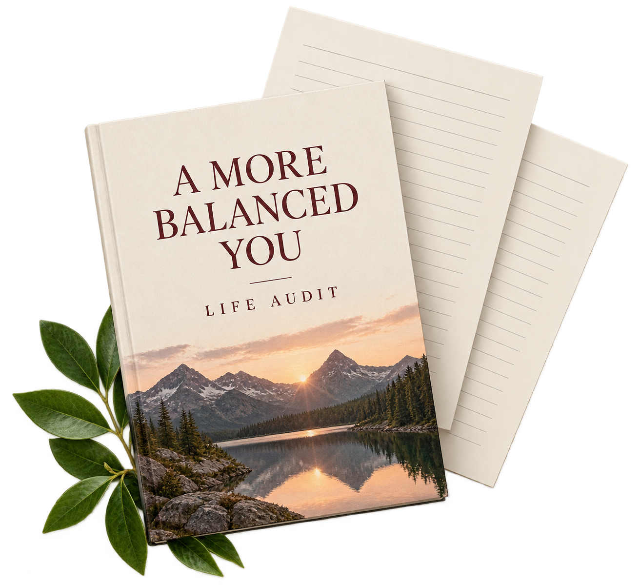 Illustrative Life Audit workbook cover with leaves and reflection sheets
